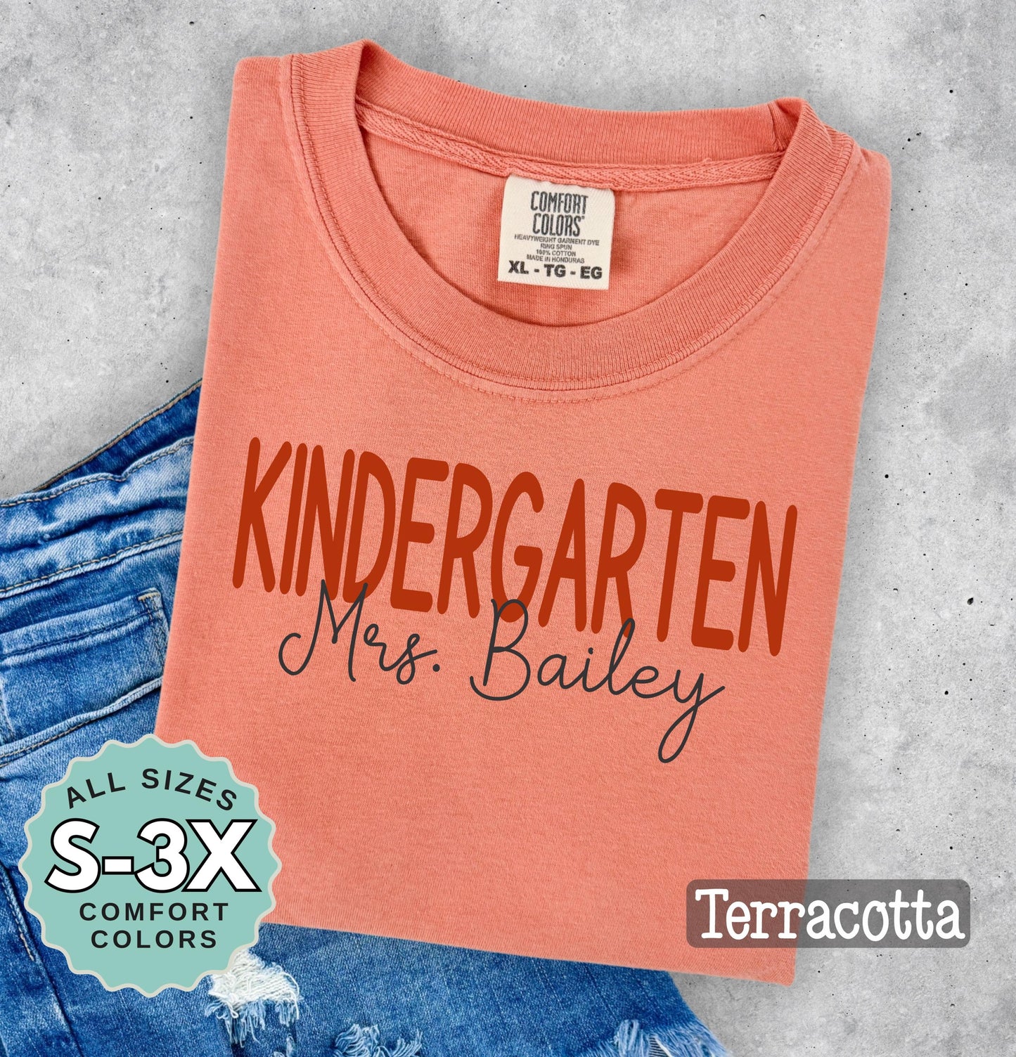 Personalized Kindergarten Teacher Shirt: Comfort Colors Back to School Tee