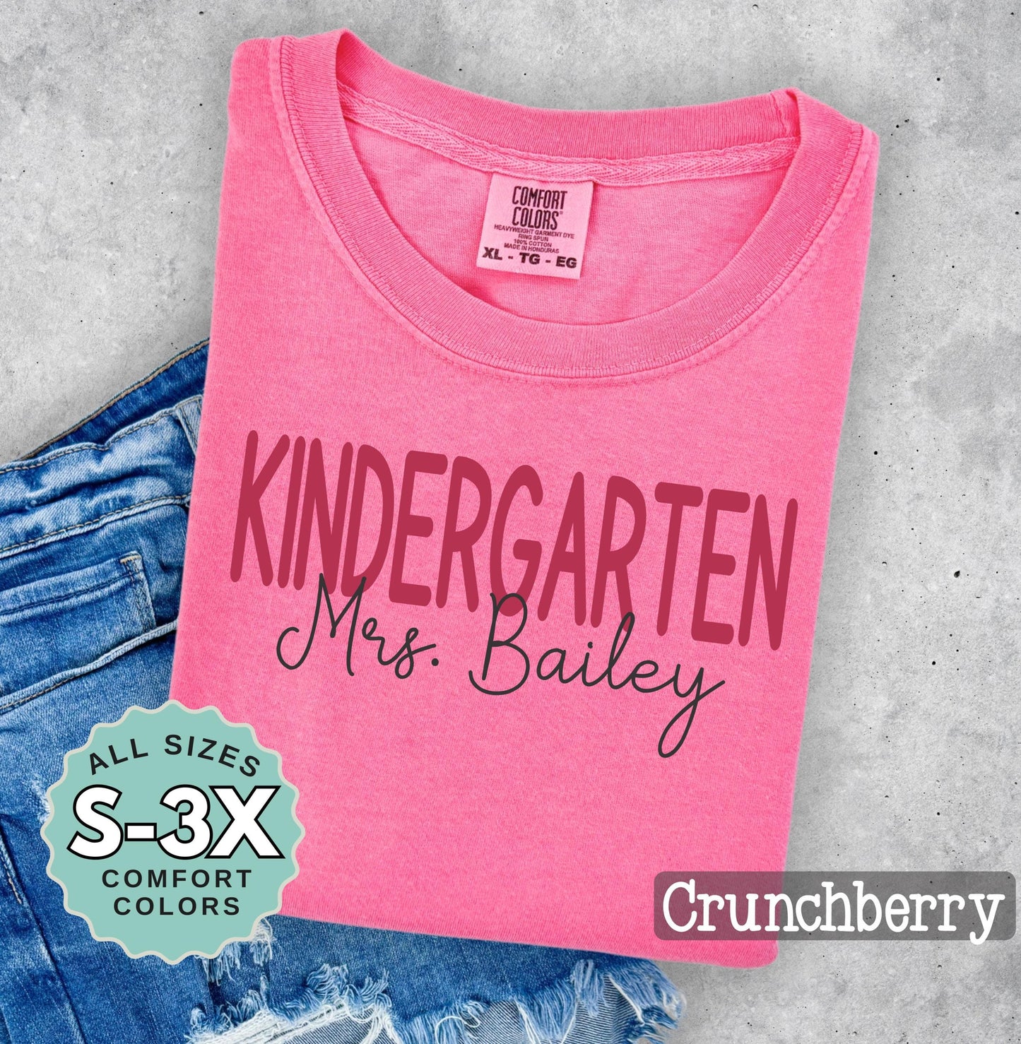 Kindergarten teacher shirt personalized name tee back to school classroom gift grade level top