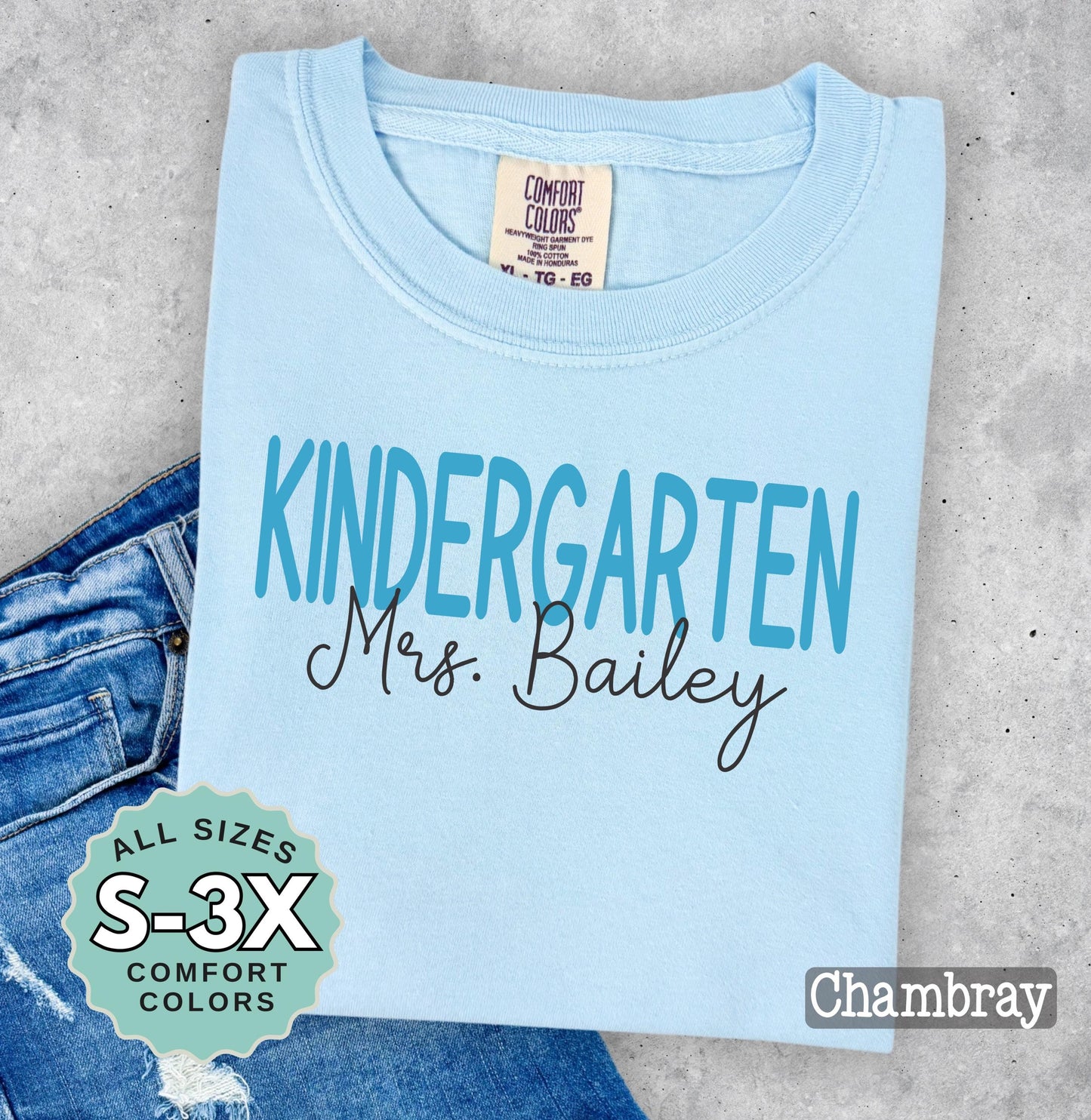 Personalized Kindergarten Teacher Shirt: Comfort Colors Back to School Tee