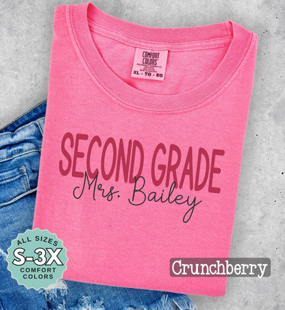 Elementary teacher shirt personalized name tee kindergarten first second third fourth fifth sixth grade classroom top