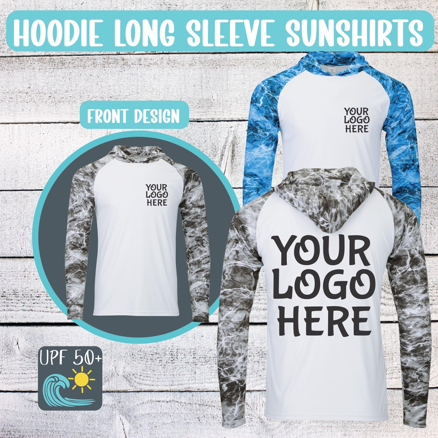 Custom Logo UPF 50+ Hoodie: Long Sleeve Sun Protection Work Shirt