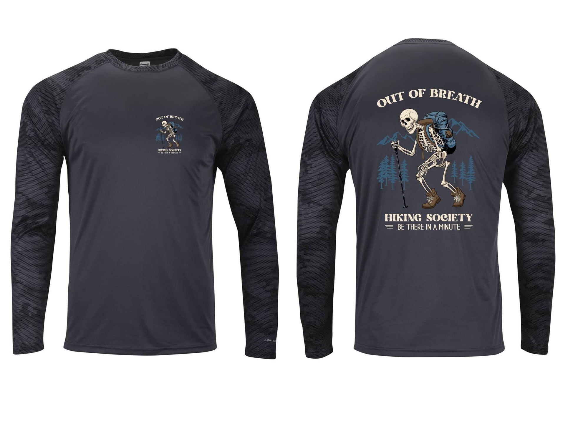 Out of Breath Hiking Society Skeleton Camo Hiking Sun Shirt: UPF 50+ Long Sleeve