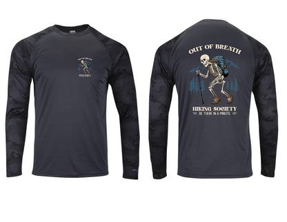 Out of Breath Hiking Society Skeleton Camo Hiking Sun Shirt: UPF 50+ Long Sleeve