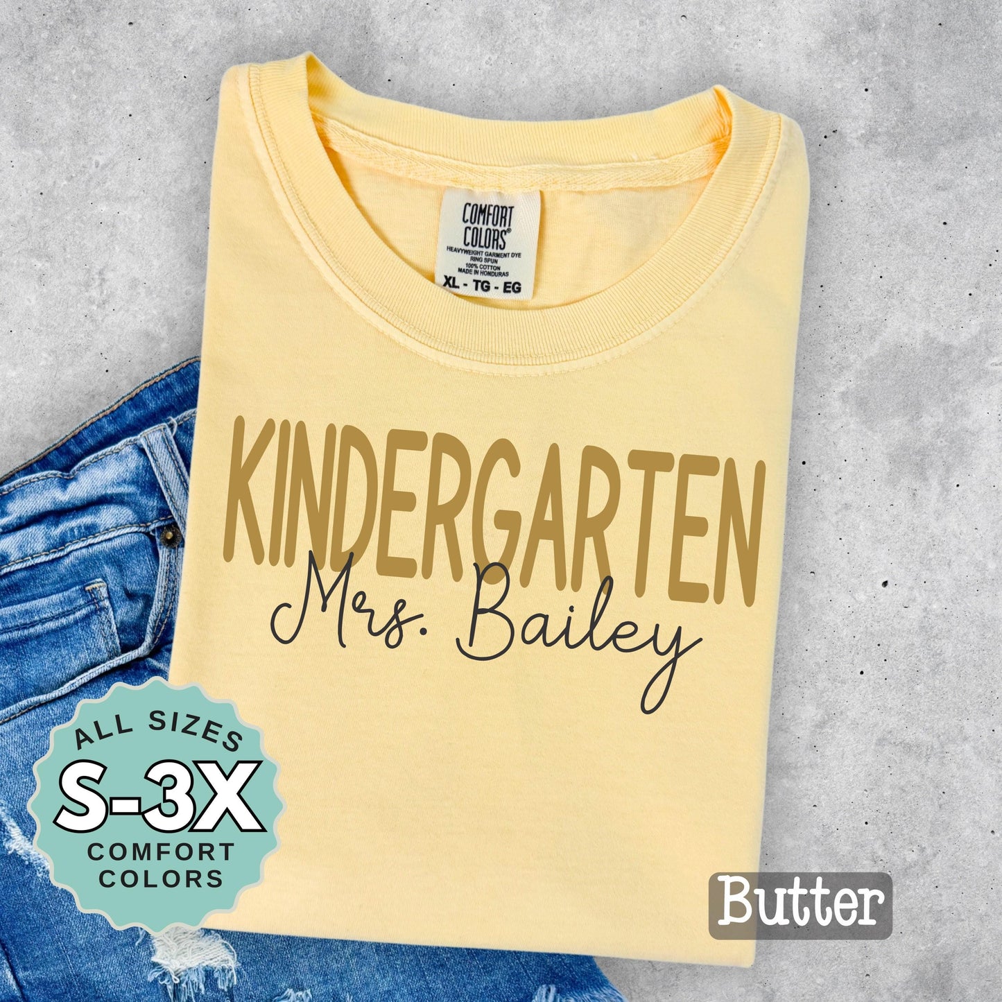 Personalized Kindergarten Teacher Shirt: Comfort Colors Back to School Tee