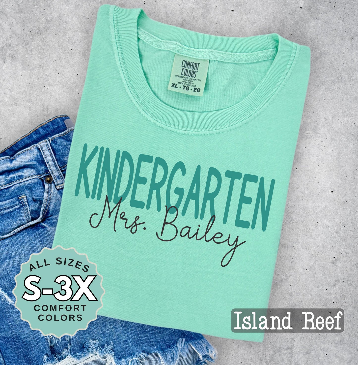 Personalized Kindergarten Teacher Shirt: Comfort Colors Back to School Tee