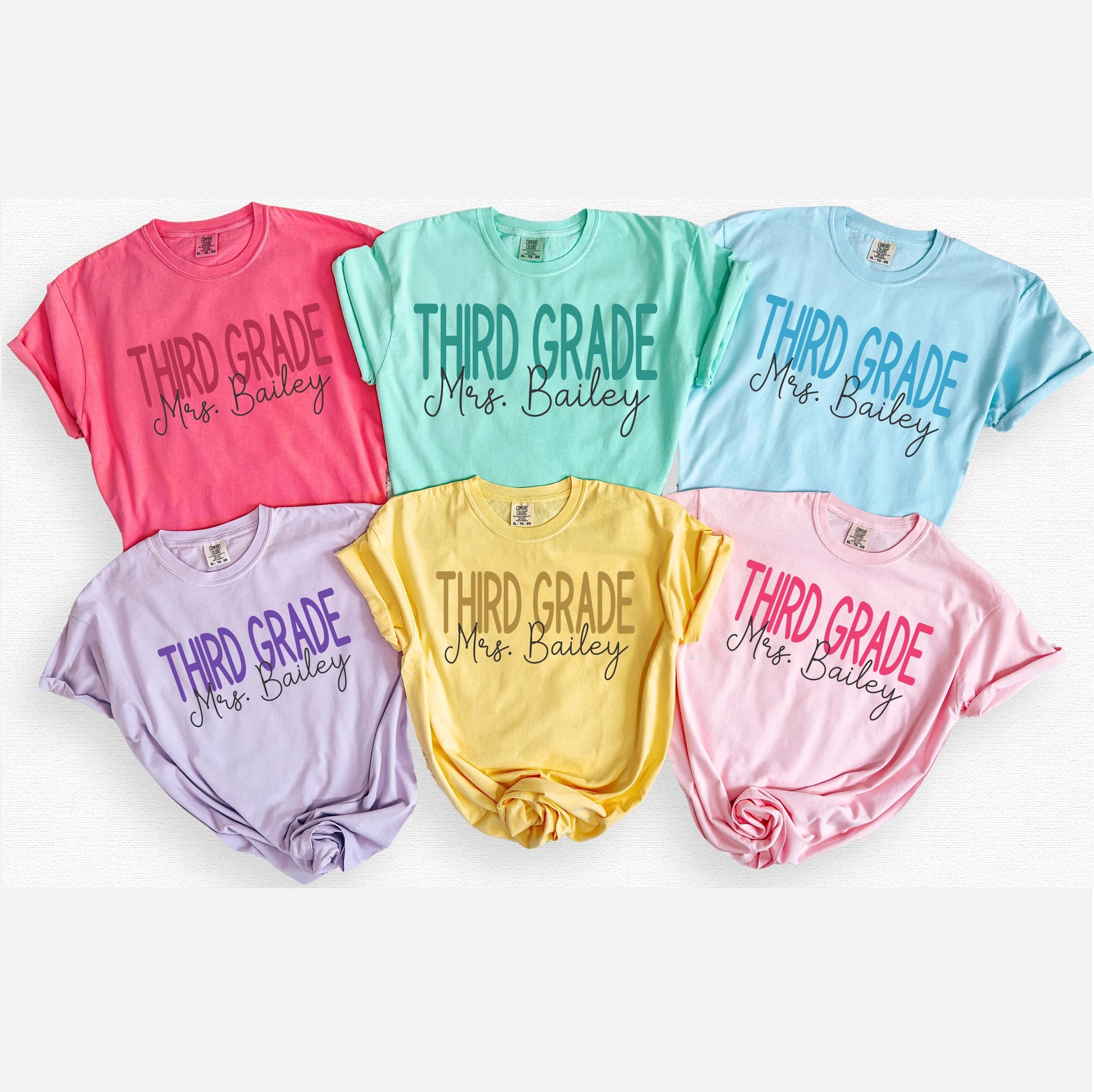 Elementary teacher shirt personalized name tee kindergarten first second third fourth fifth sixth grade classroom top