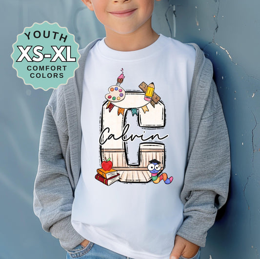 Personalized Kids Initial Shirt: Custom Name Back to School Outfit