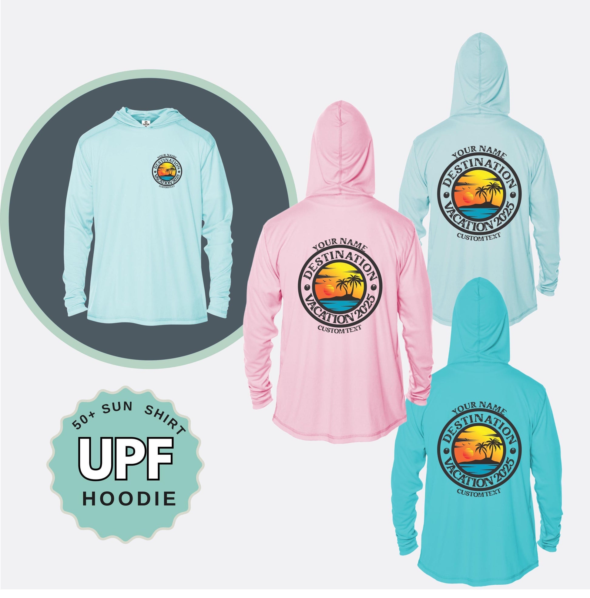 Custom UPF 50+ Hoodie Sun Shirt: Family Vacation Matching Shirt
