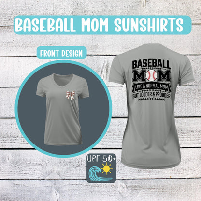 UPF 50+ V-Neck Sun Shirt: Baseball Mom Lightweight Sun Protection