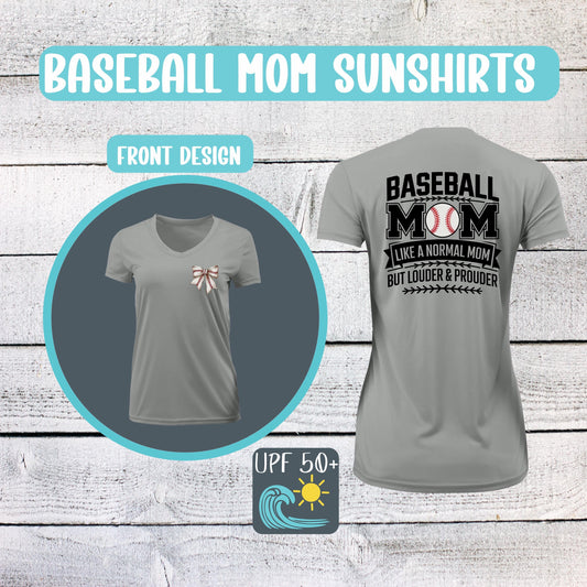 UPF 50+ V-Neck Sun Shirt: Baseball Mom Lightweight Sun Protection