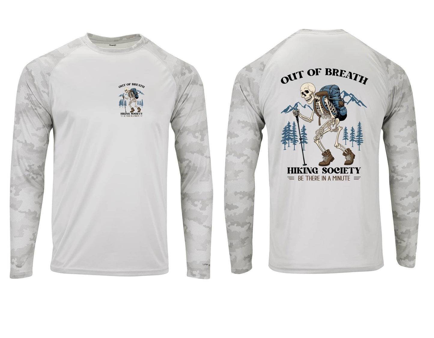 Out of Breath Hiking Society Skeleton Camo Hiking Sun Shirt: UPF 50+ Long Sleeve