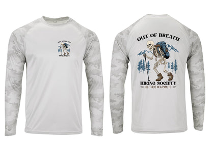 Out of Breath Hiking Society Skeleton Camo Hiking Sun Shirt: UPF 50+ Long Sleeve