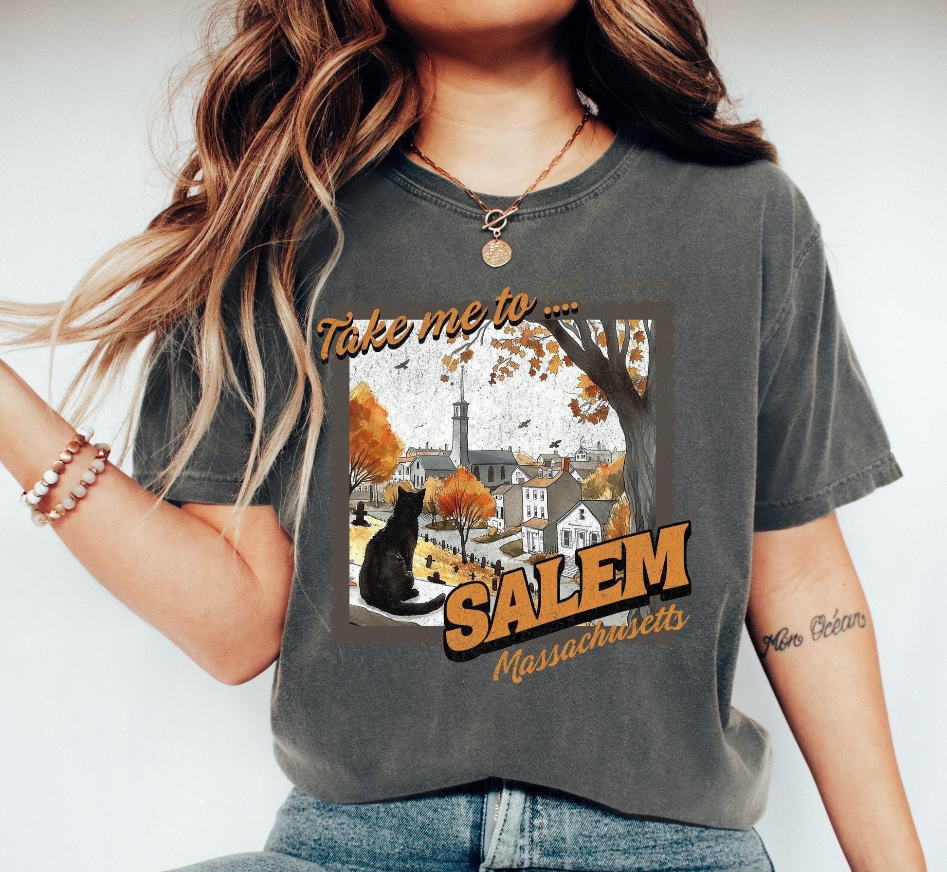 Take Me to Salem Halloween Shirt, Coquette Bow Halloween Shirt, Halloween Shirts, Spooky Season Shirt, Salem, MA Halloween Shirt