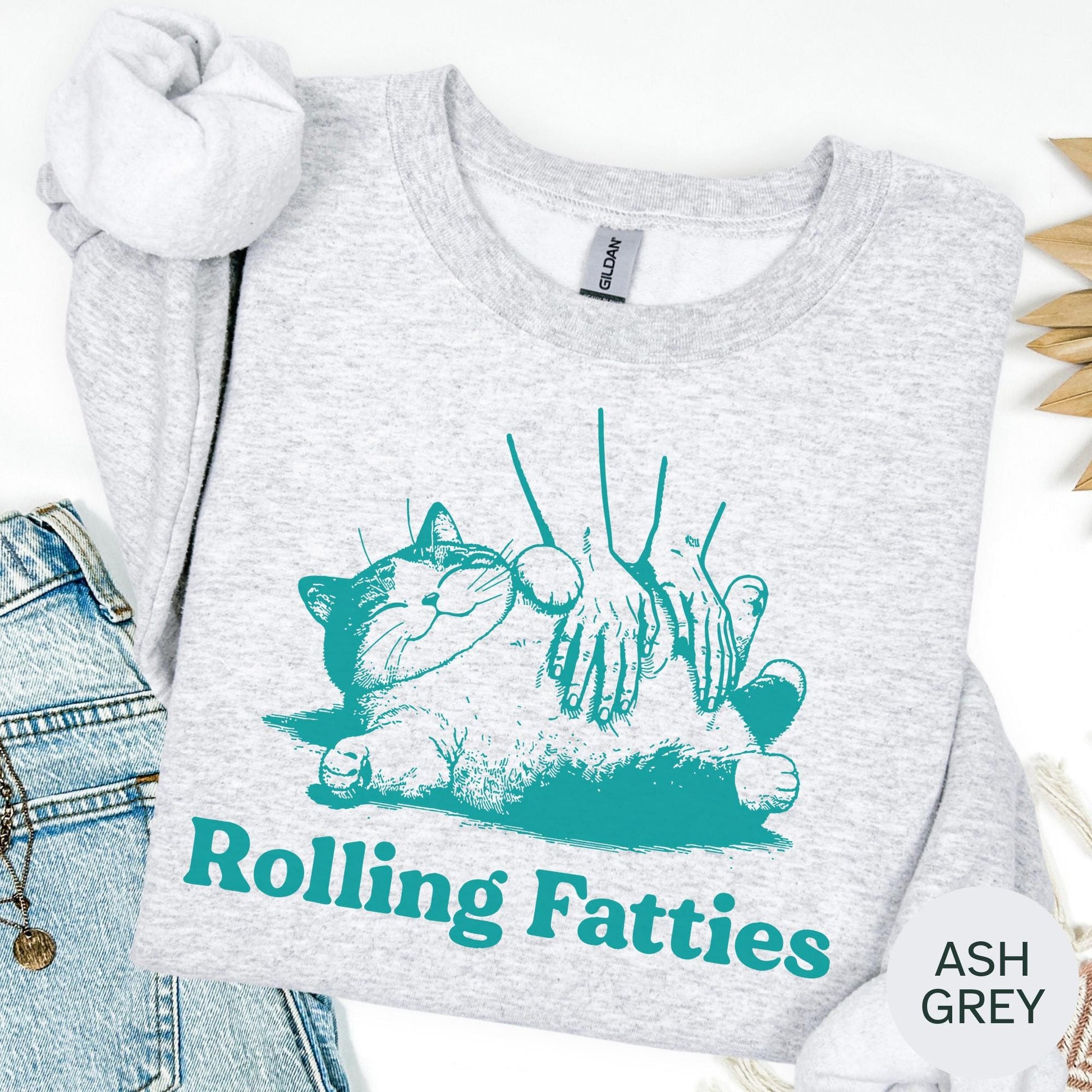 Funny Graphic Tee: Rolling Fatties Cat T-shirt, Sarcastic Sweatshirt, Oversized Hoodie