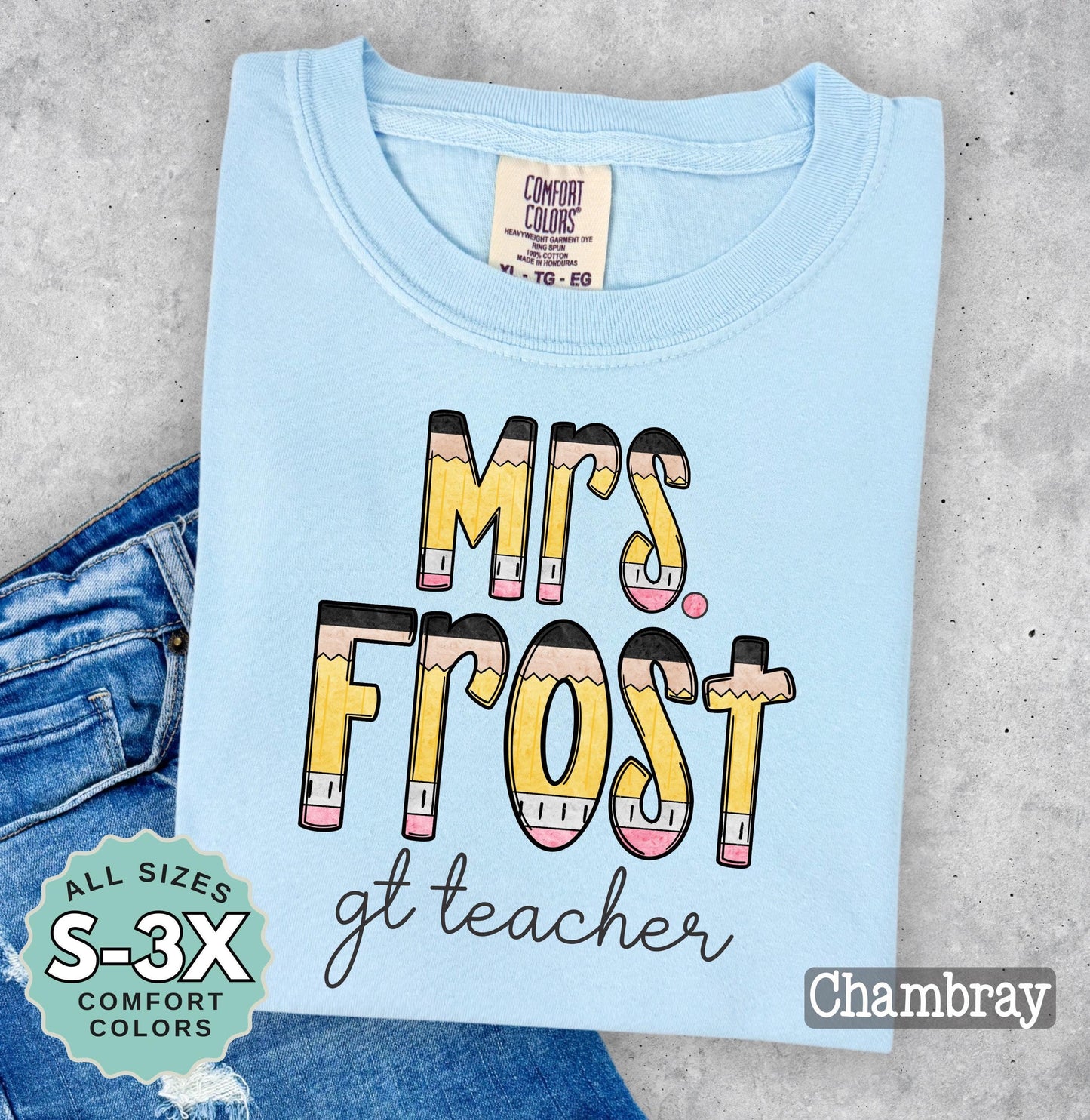 Personalized Teacher Pencil Shirt: Custom Back-to-School Tee