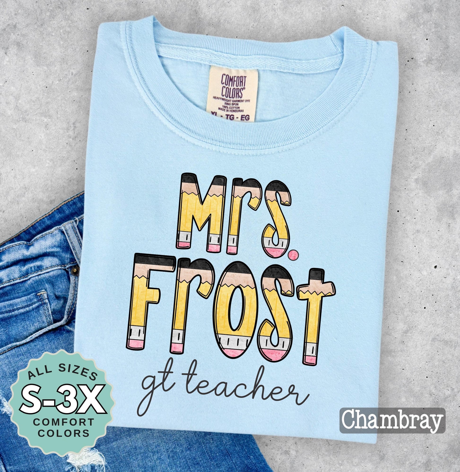 Personalized Teacher Pencil Shirt: Custom Back-to-School Tee