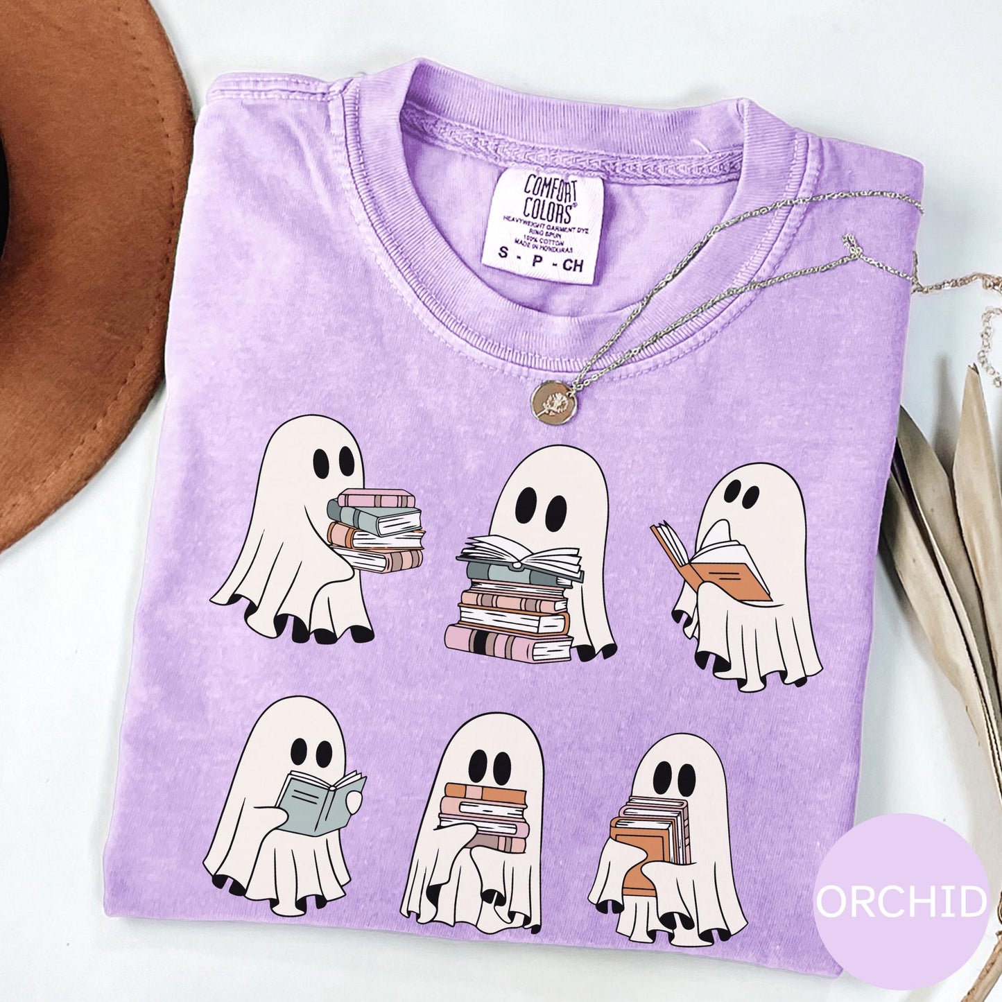 Ghosts Reading Books Comfort Colors Shirt: Spooky Book Club Tee
