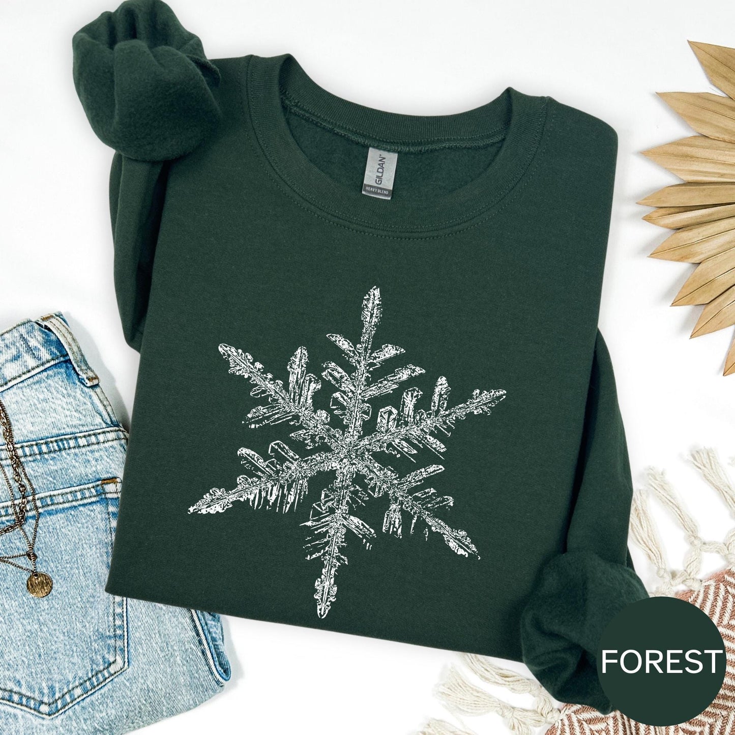 Winter Snowflake Sweatshirt, Cozy Snowflake Crewneck, Cute Holiday Sweater, Warm Winter Graphic Top