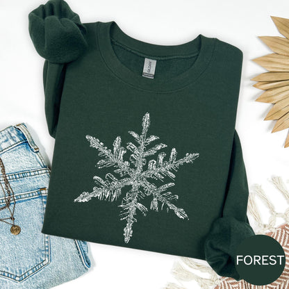 Winter Snowflake Sweatshirt, Cozy Snowflake Crewneck, Cute Holiday Sweater, Warm Winter Graphic Top