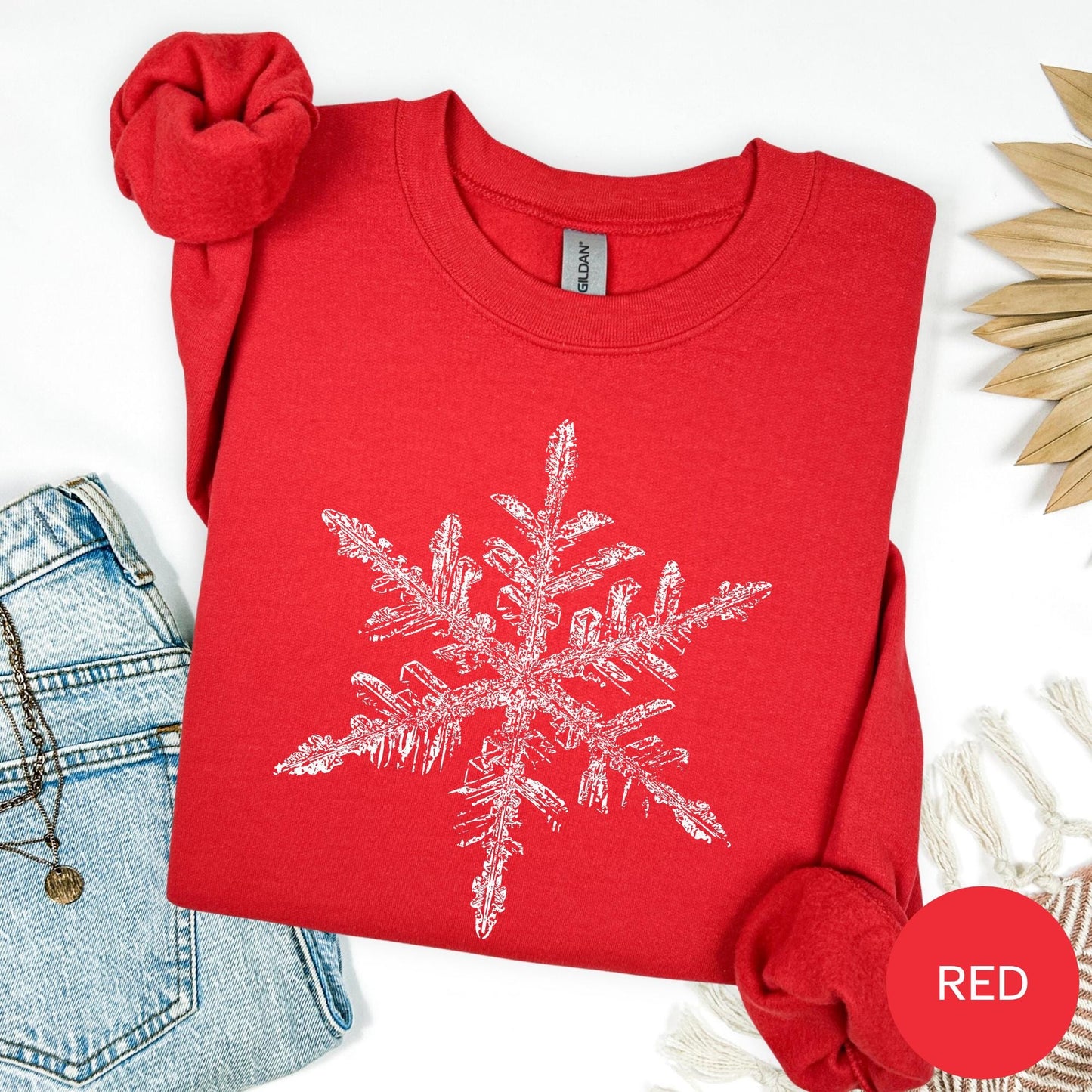 Winter Snowflake Sweatshirt, Cozy Snowflake Crewneck, Cute Holiday Sweater, Warm Winter Graphic Top