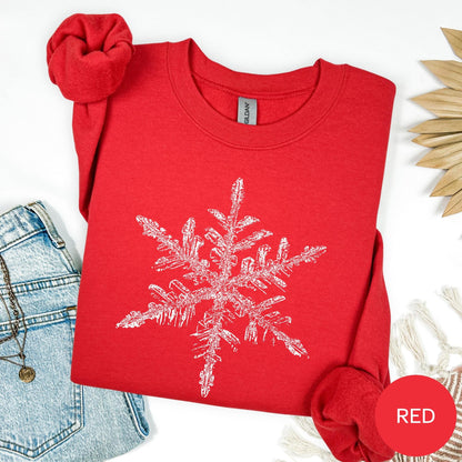 Winter Snowflake Sweatshirt, Cozy Snowflake Crewneck, Cute Holiday Sweater, Warm Winter Graphic Top