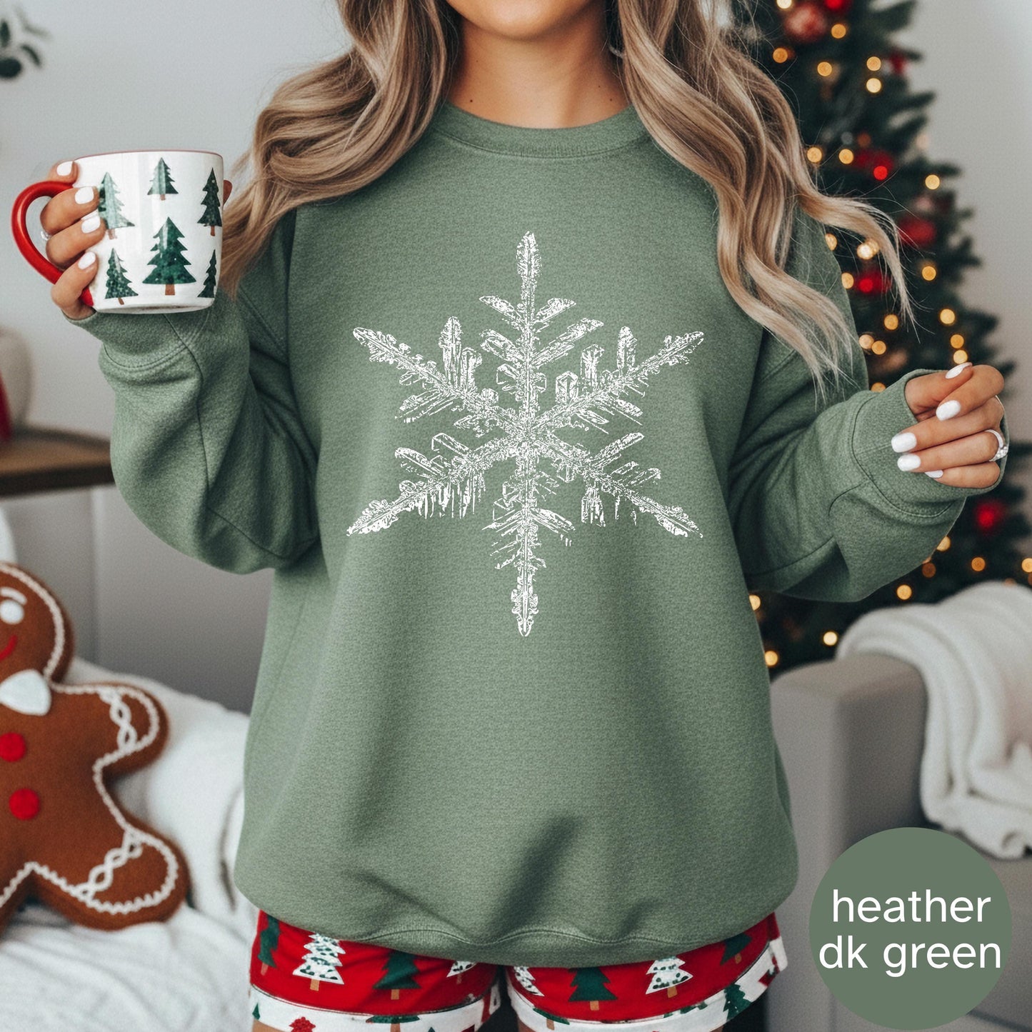 Winter Snowflake Sweatshirt, Cozy Snowflake Crewneck, Cute Holiday Sweater, Warm Winter Graphic Top