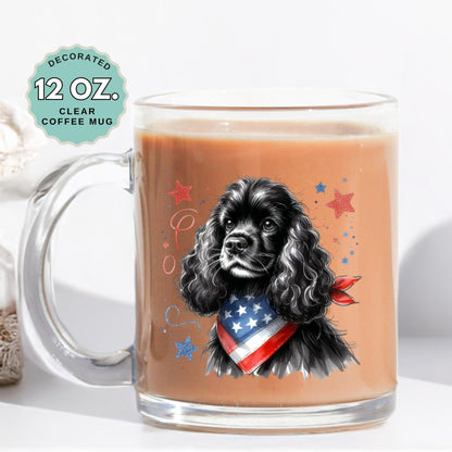Black Cocker Spaniel Coffee Mug, 12oz Clear Glass Cup with Handle, Heat-Resistant, Pet Lover, Hot Chocolate, Gift for Dog Lovers