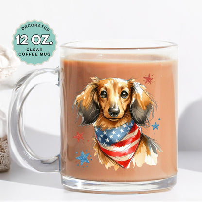 Dachshund Coffee Mug, 12oz Clear Glass Cup with Handle, Heat-Resistant, Pet Lover, Hot Chocolate, Gift for Dog Lovers, Cute Coffee Cup