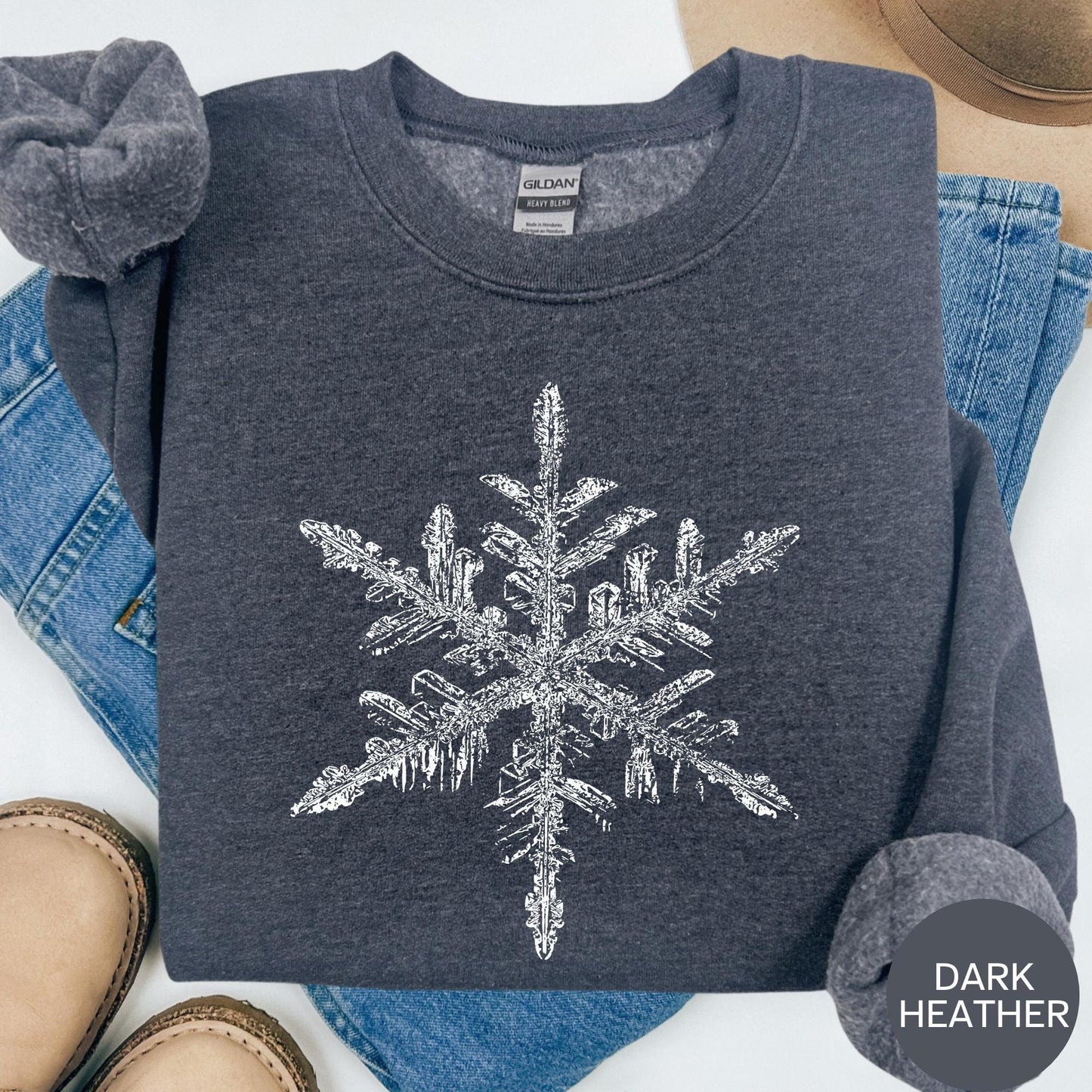 Winter Snowflake Sweatshirt, Cozy Snowflake Crewneck, Cute Holiday Sweater, Warm Winter Graphic Top