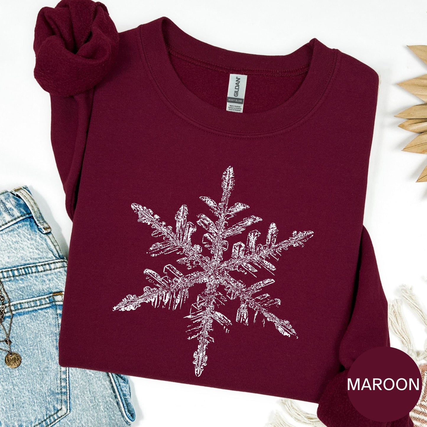 Winter Snowflake Sweatshirt, Cozy Snowflake Crewneck, Cute Holiday Sweater, Warm Winter Graphic Top