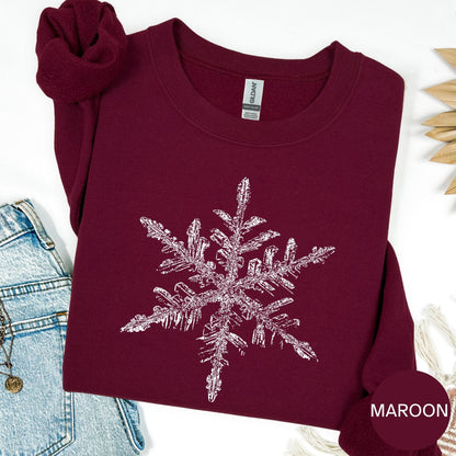 Winter Snowflake Sweatshirt, Cozy Snowflake Crewneck, Cute Holiday Sweater, Warm Winter Graphic Top