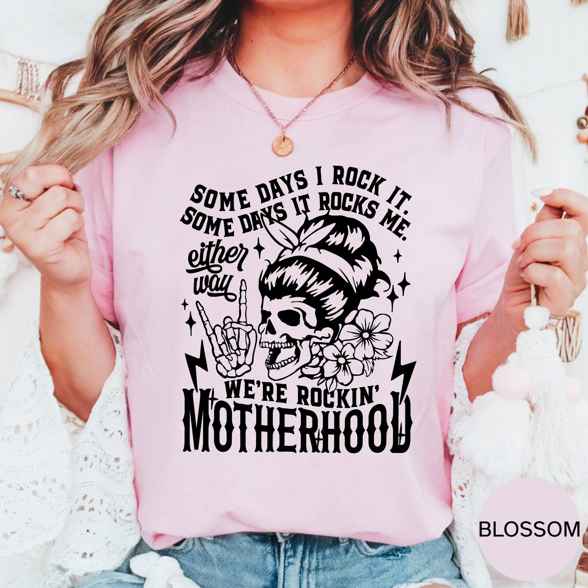 funny motherhood shirt some days i rock it some days it rocks me rockin motherhood sarcastic mom humor tee funny mom gift sweatshirt hoodie