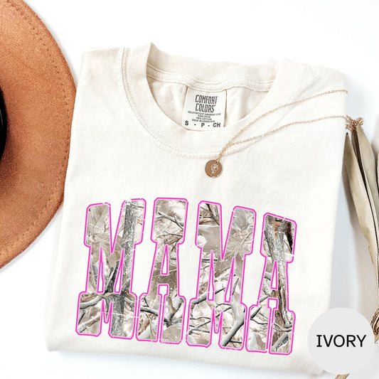 camo mama shirt hunting design country mom tee outdoorsy motherhood top pink outline camo print mama t-shirt funny mom gift comfort colors