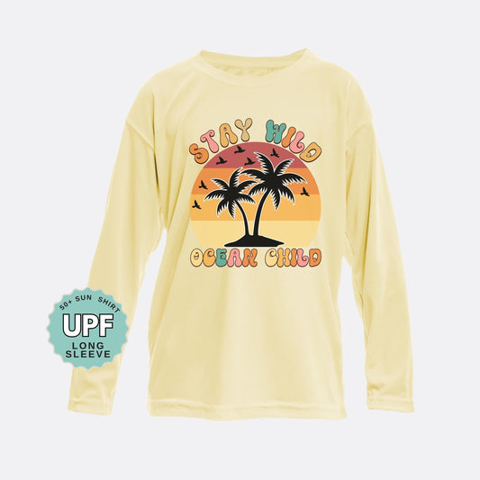 Toddler and Youth UPF50+ Sun Protection Long Sleeve Sunshirt: Stay Wild Ocean Child