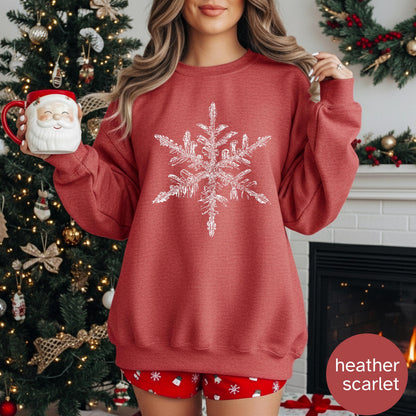 Winter Snowflake Sweatshirt, Cozy Snowflake Crewneck, Cute Holiday Sweater, Warm Winter Graphic Top