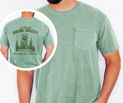 out of breath hiking society comfort colors pocket tee hiking shirt camping top outdoors nature tee mountain life funny adventure shirt