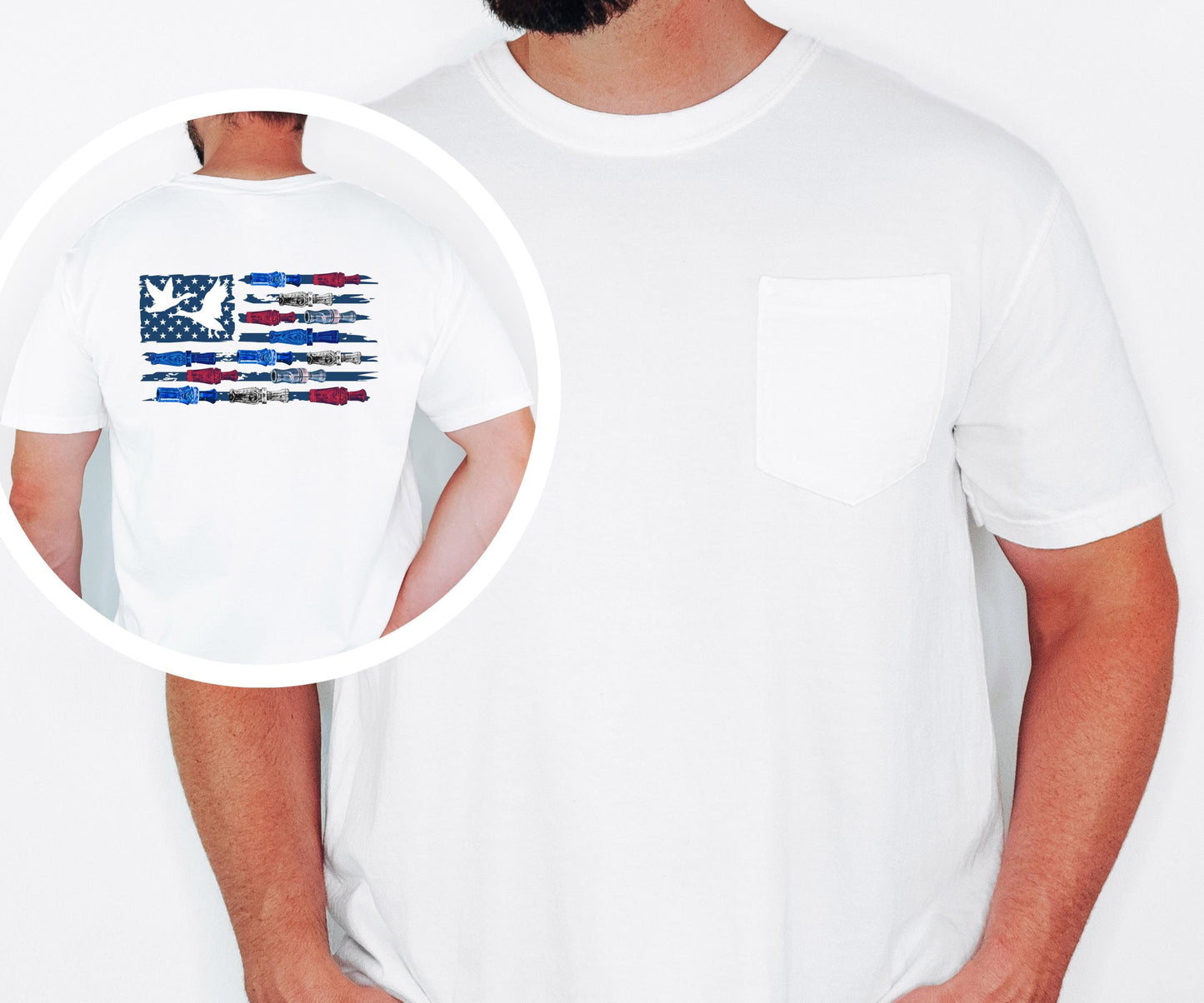 Fishing Flag Shirt Comfort Colors Pocket Tee Patriotic Long Sleeve or Hoodie