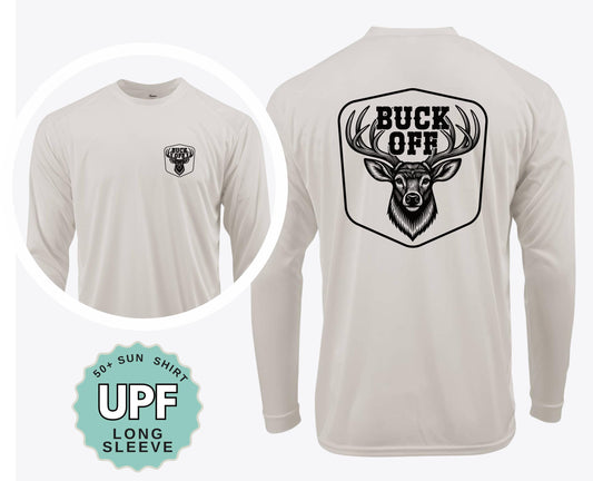 Buck Off Hunting Shirt, UPF 50 Sun Protection, Moisture-Wicking (Crew or Hoodie)