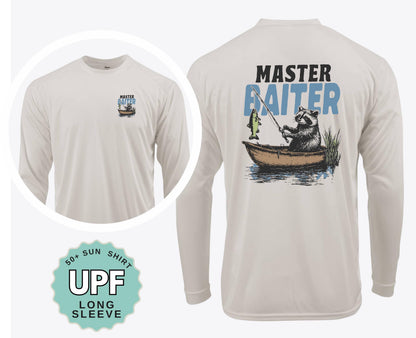 Funny Fishing Shirt Master Baiter UPF 50 Sun Shirt Performance Crew or Hoodie