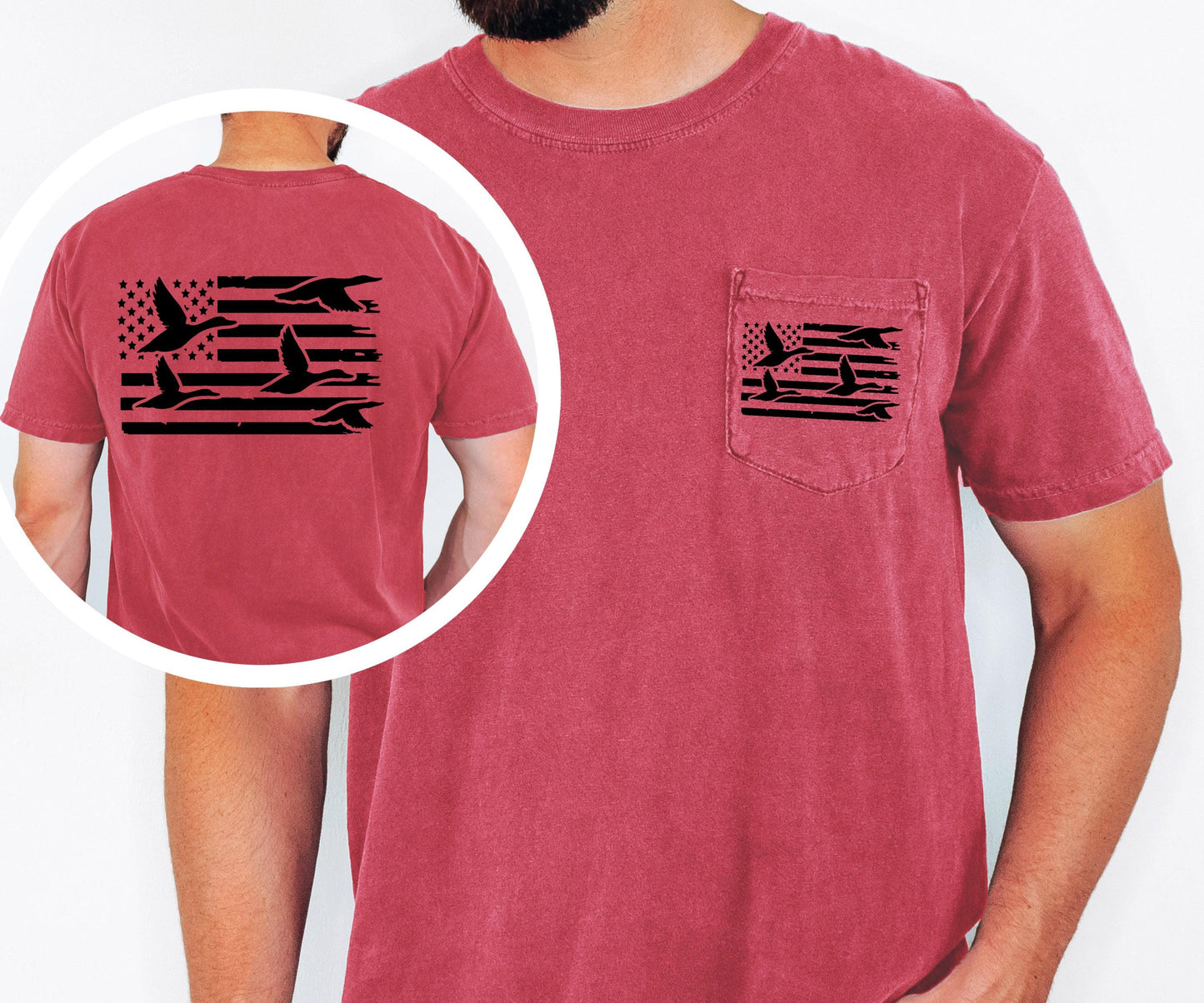 American Flag Hunting Tee: Duck Design - Comfort Colors Cotton