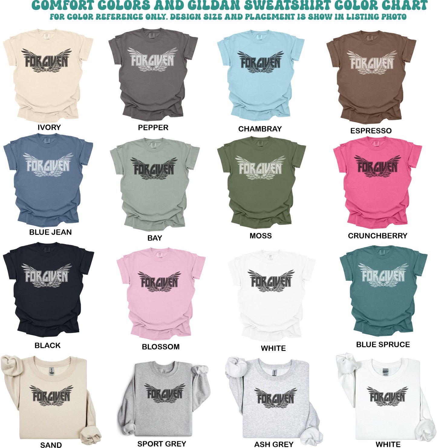 forgiven christian shirt faith graphic tee comfort colors tshirt sweatshirt gildan hoodie jesus cross top womens christian gift apparel