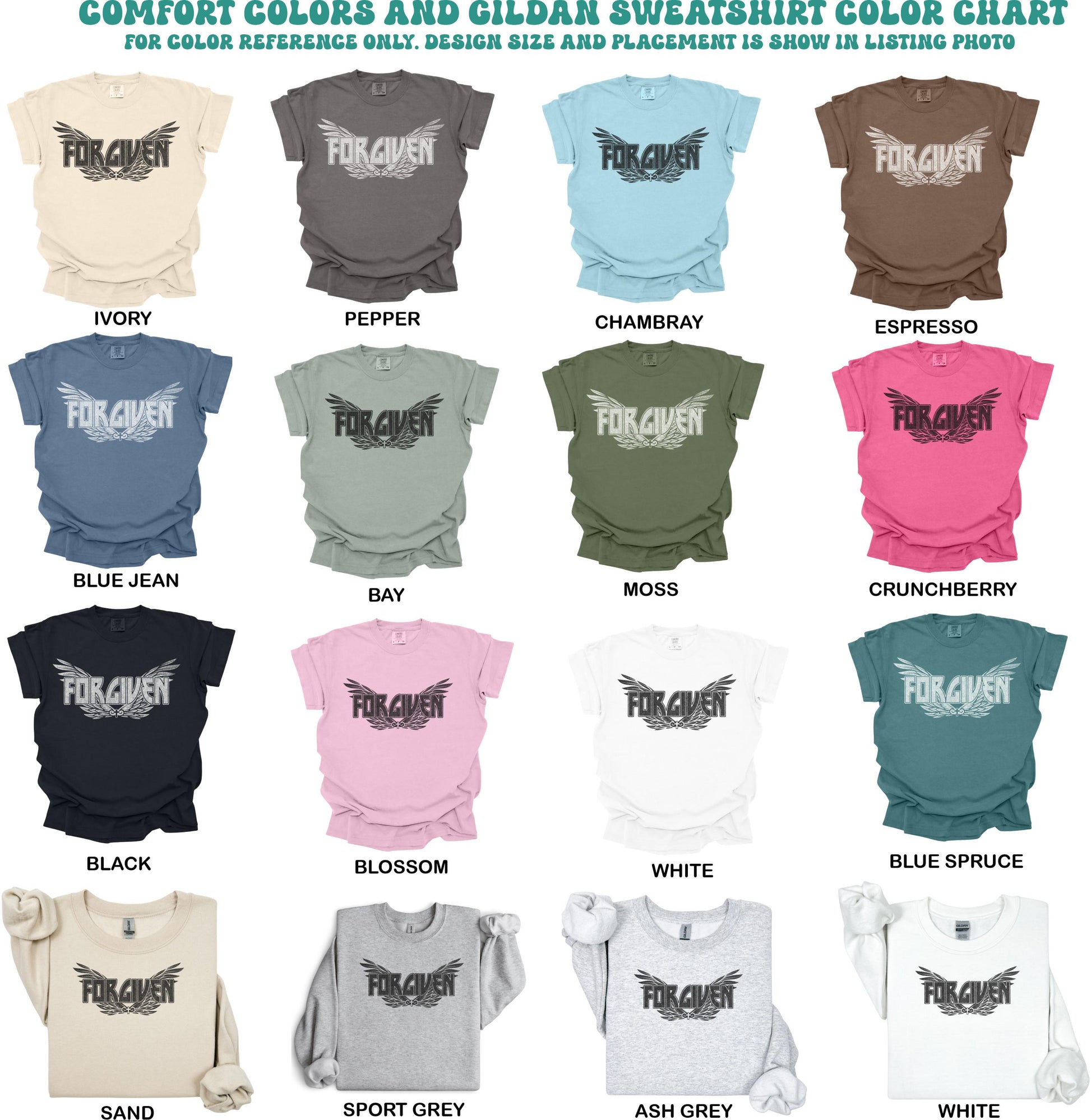 forgiven christian shirt faith graphic tee comfort colors tshirt sweatshirt gildan hoodie jesus cross top womens christian gift apparel