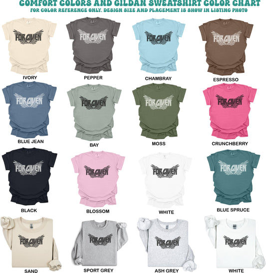 forgiven christian shirt faith graphic tee comfort colors tshirt sweatshirt gildan hoodie jesus cross top womens christian gift apparel