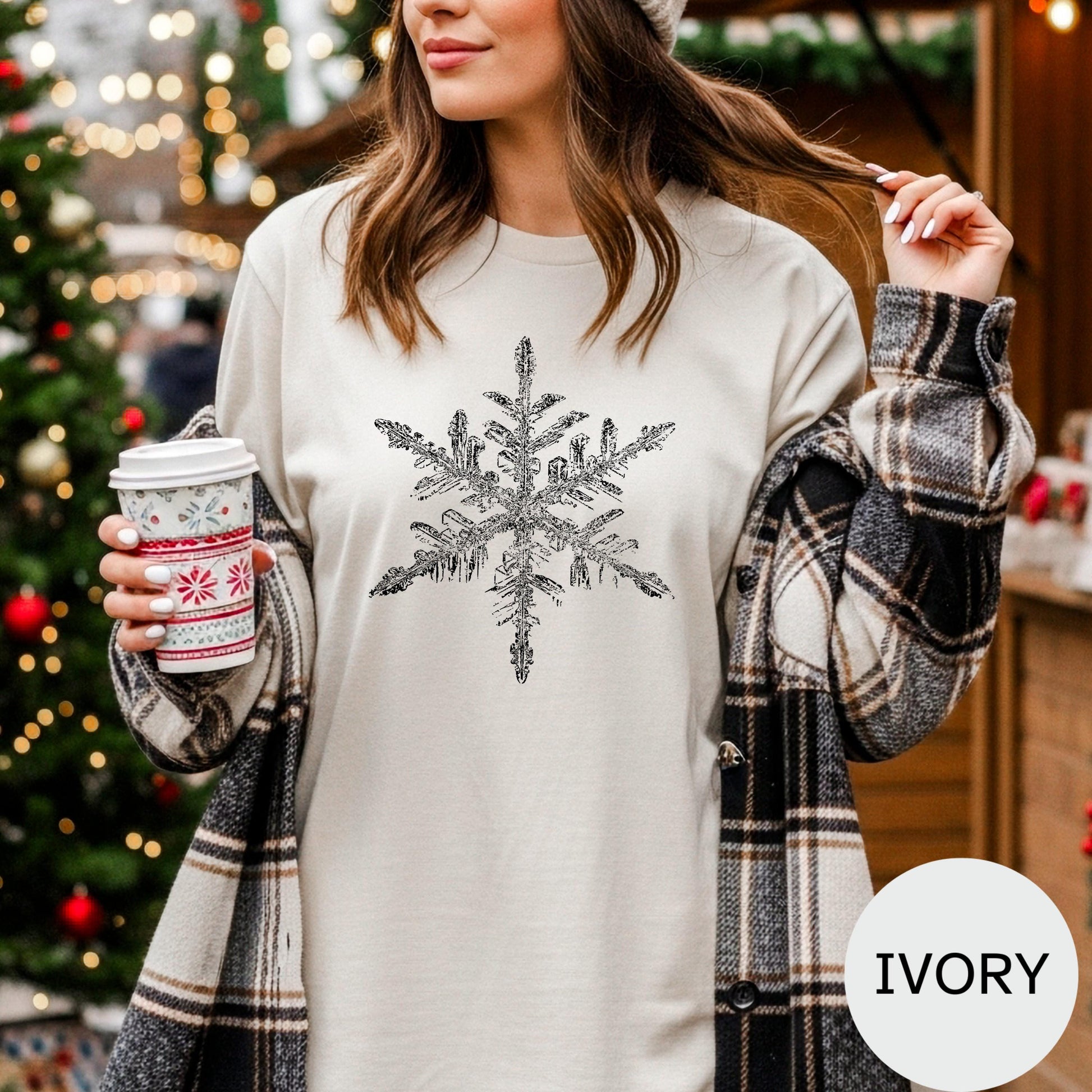 snowflake shirt winter graphic tee comfort colors tshirt gildan sweatshirt hoodie christmas top cozy holiday outfit womens snow tee