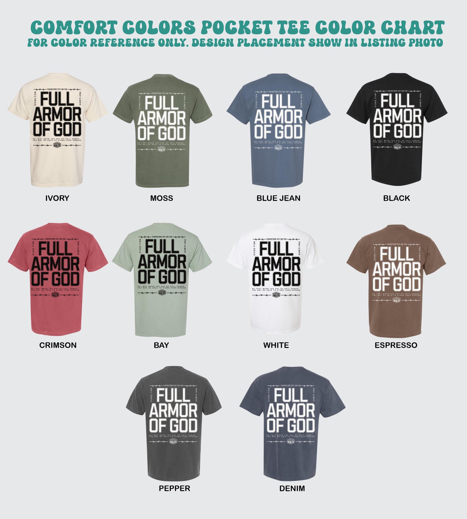 full armor of god shirt comfort colors pocket tee mens christian tshirt ephesians 6 13 bible verse faith apparel scripture gift