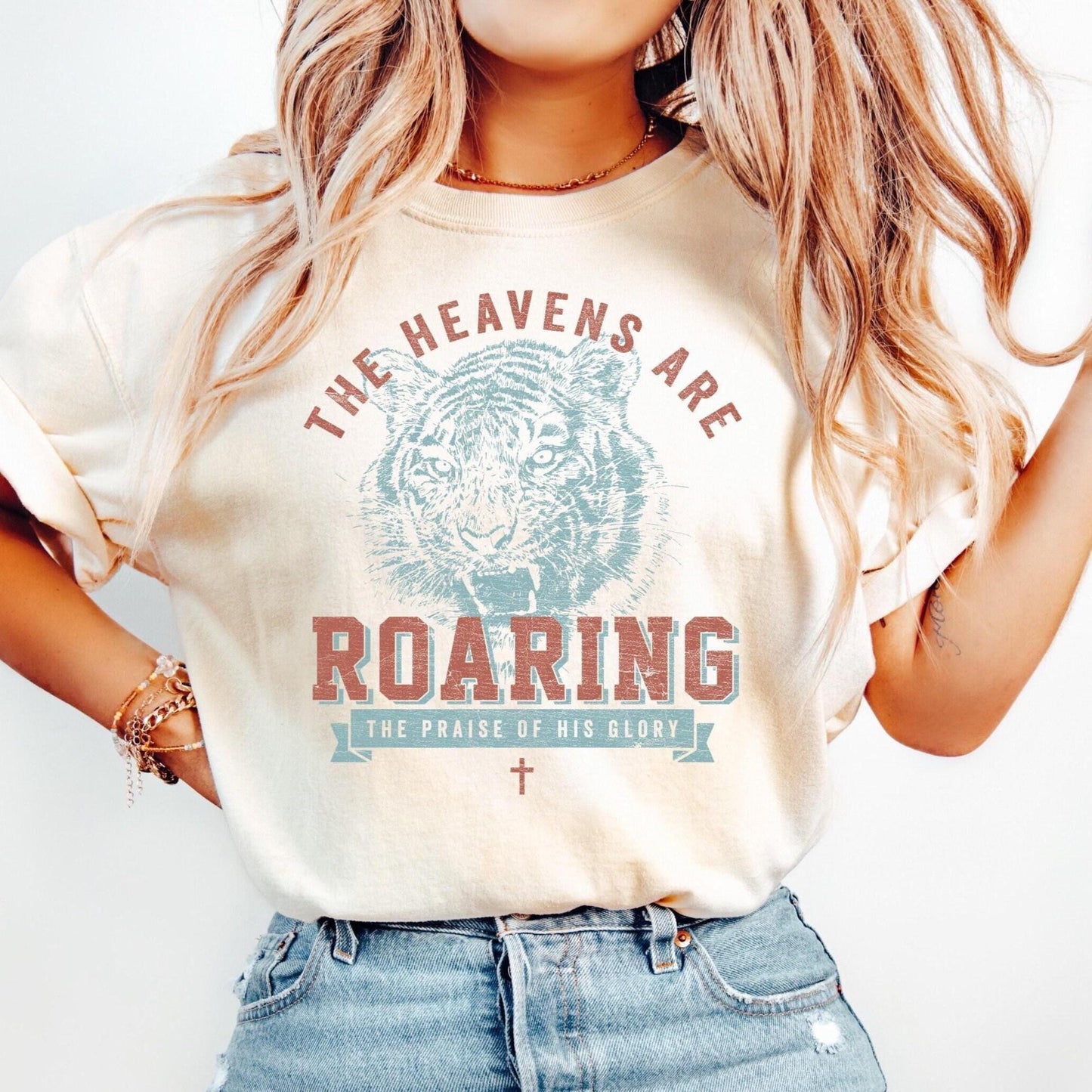 Comfort Colors Christian T-Shirt: Heavens Roaring Tiger Graphic