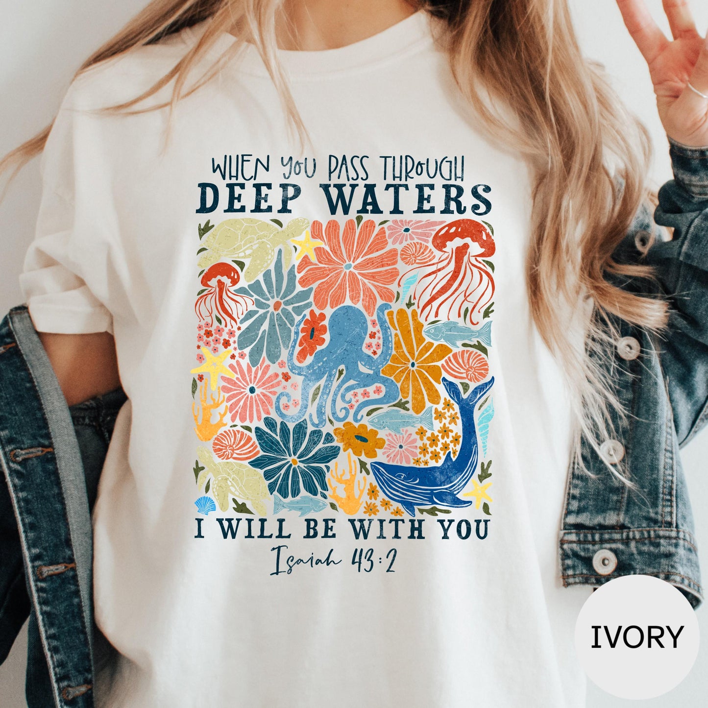 deep waters shirt christian tee comfort colors tshirt gildan sweatshirt hoodie bible verse top faith apparel isaiah 43 2 womens gift