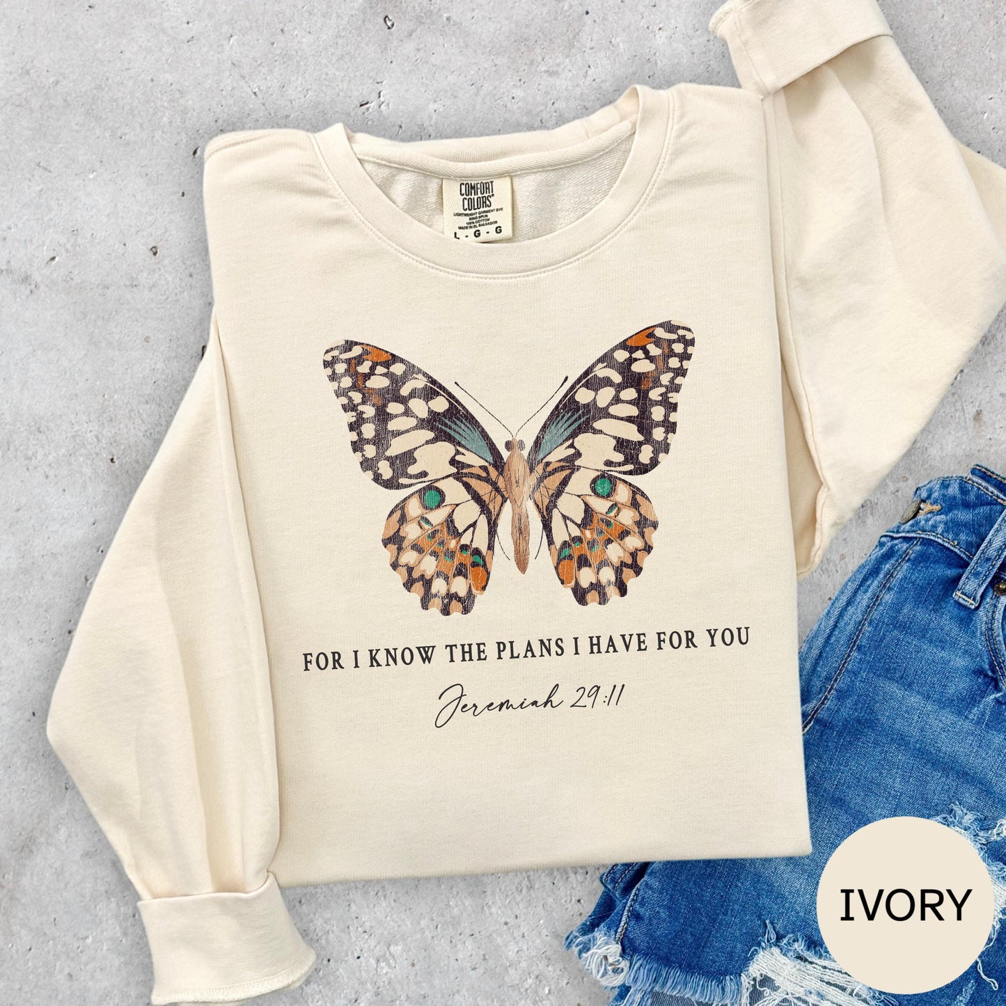 Jeremiah 29:11 butterfly shirt, Christian tee, comfort colors t-shirt, Christian Sweatshirt, Long Sleeve Butterfly Jesus Shirt