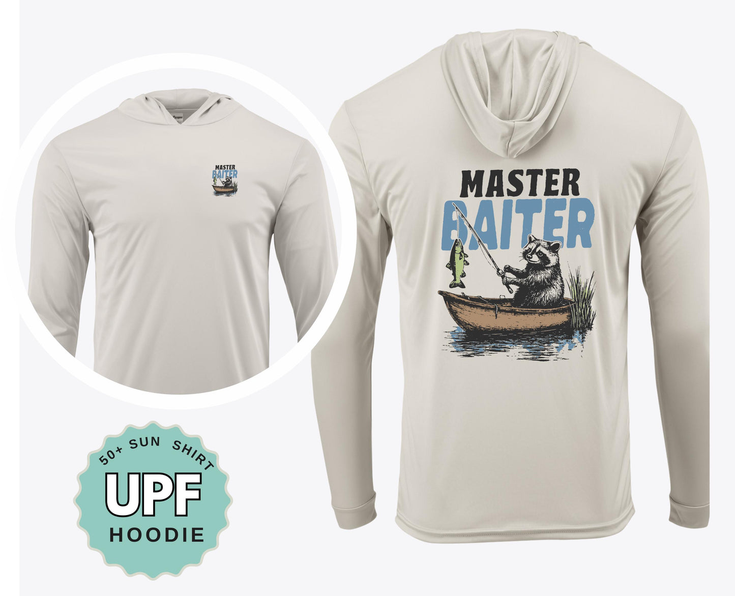 Funny Fishing Shirt Master Baiter UPF 50 Sun Shirt Performance Crew or Hoodie