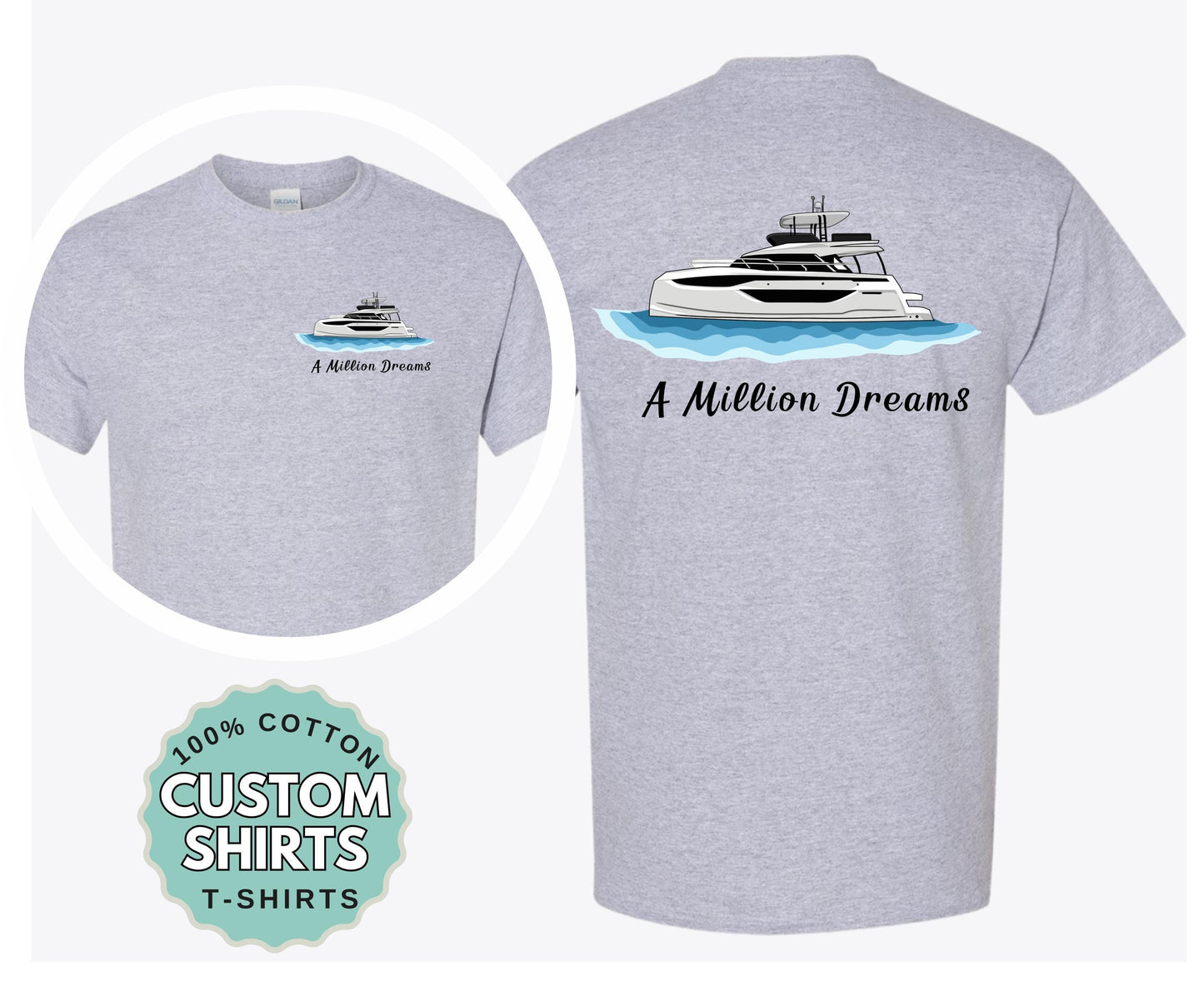 Custom Boat Design Gildan 5000 T Shirt Boat Graphic Tee